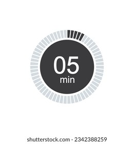 5 minutes timers Clock, Timer 5 min icon.