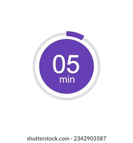 5 minutes timers Clocks, Timer 5 min vector illustration.