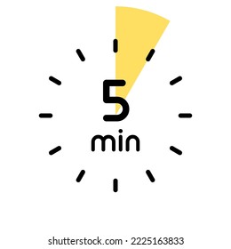 5 minutos, concepto de tiempo, ilustración del temporizador, vector.