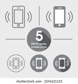 5 Mobile icons in differant styles