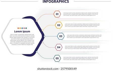 5 modern infographic and clean shot of points using for presentation