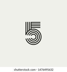 5 monogram. Abstract letter 5 logo design. Line creative symbol. Logo branding. Universal vector icon - Vector