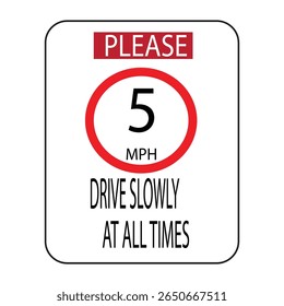 5 mph speed limit traffic sign vector illustration slows down the speed of vehicles to improve safety, especially in high-risk areas or with many pedestrians