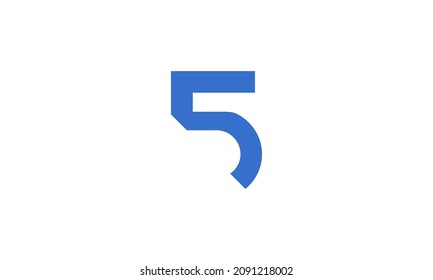 5 Nuevo número Logotipo único de corte moderno