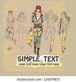 5 nice fashion girls ,vector