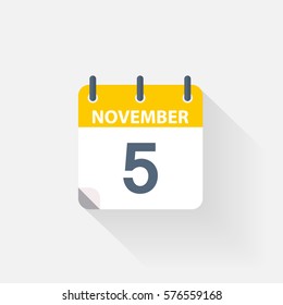 5 november calendar icon on grey background