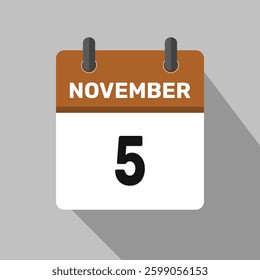 5 november calendar icon vector month date number illustration design