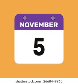 5 november calender icon text page monthly web design.