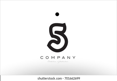 5 number black white bold logo vector creative company icon design template hand written background