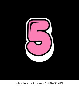 5 number bold letter digit logo design