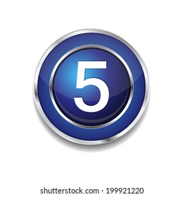 5 Number Circular Vector Blue Web Icon Button