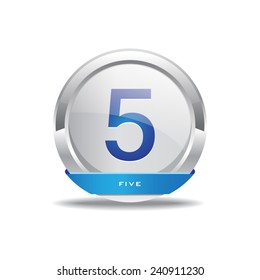 5 Number Circular Vector Blue Web Icon Button