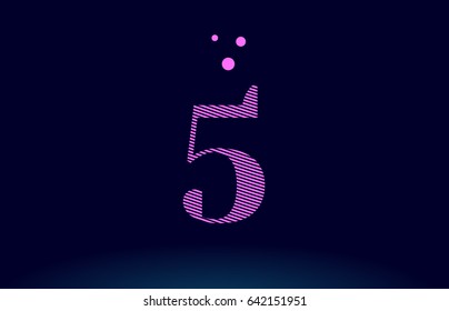 5 number digit logo pink line stripes magenta purple blue font creative text dots company vector icon design