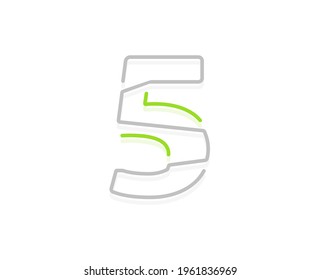 5 number ecology logo. Vector font for bio posters, spa emblem, vegan, herbal and botanical cards etc.    