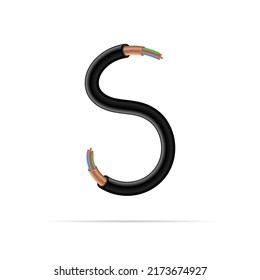 5 number electric cable design. Vector realistic font for logo, app logo, creative template etc.