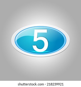 5 Number Elliptical Vector Blue Web Icon Button