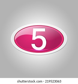 5 Number Elliptical Vector Pink Web Icon Button