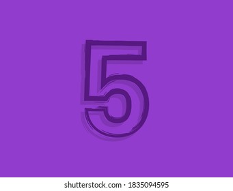 fuente de 5 números, trazo de pincel dibujado a mano. Diseño caligráfico moderno y elegante. Para elementos de diseño, logotipo, póster creativo, etc. Ilustración vectorial 