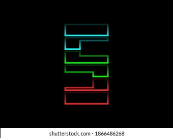 5 number font logo, Rgb color vector design. Dynamic split red, green, blue color on black background. For social media,design elements, creative poster, web template and more