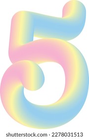 5 number with gradient color style font