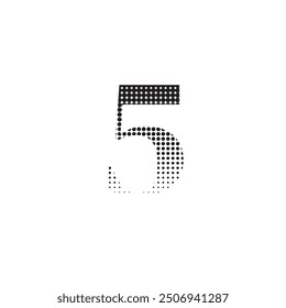 5 number halftone dotted effect logo icon vector illustration eps