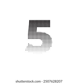 Ilustración vectorial de icono de logotipo de efecto punteado de 5 números