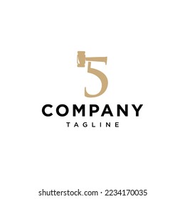 
5 Number Law Auction Vector logo icon vector Template.eps
