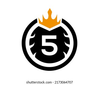 5 number Logo With Round and Crown Shape Black and White Color
