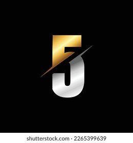 5 Number Luxury Logo Design Template Inspiration, Vector Illustration.