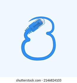 5 number made blue network cable. Vector ethernet rj45 digital cable design font for technology logo and headlines, digital logo, electrick bussines corporate identity and more
