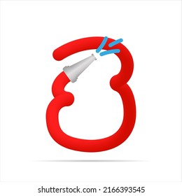 5 number made by red fire hose. Isolated bright vector typeface, app logo, creative design, and more