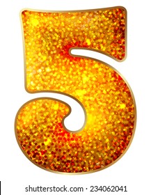 5 number made of shiny material