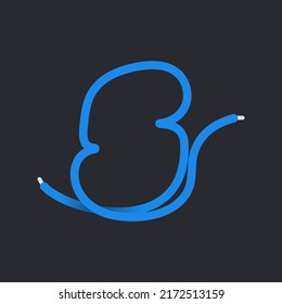 5 number made shoelace. Vector isolated font for app logo, sport design, creative template and more
