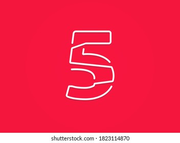 5 number. Modern trendy, creative style design. For logo, brand label, design elements, corporate identity, application etc. Isolated vector illustration          