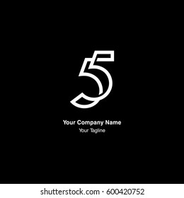 5 number monogram, negative space