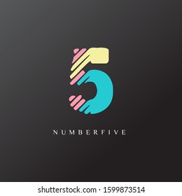 5 number scratch design letter logo