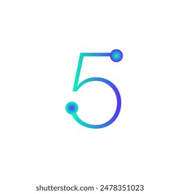 5 number tech logo icon vector eps 