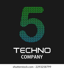 5 number technology design template illustration