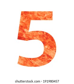 5 number with texura shaped brown earth or stone