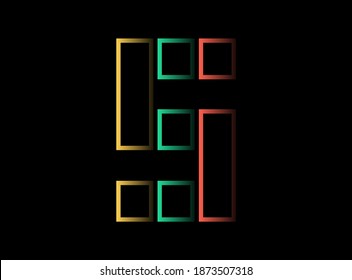5 number vector design, font logo. Red, green, yellow color on black background. For social media,design elements, creative poster, web template and more