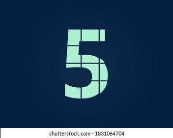 5 number, vector desing font.  Made of knife cut. For logo, brand label, design elements, corporate identity, application & more. IsolatedEps10 illustration