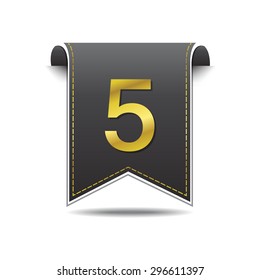 5 Number Vector golden Web Icon