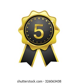 5 Number Vector golden Web Icon