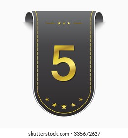 5 Number Vector golden Web Icon