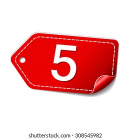 5 Number Vector Red Web Icon