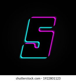 5 number vector trendy colors neon font. For dark night theme, vibrant identity, techno design, app logo and more