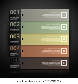 5 numbered banners with text and simple icons. Useful for tutorials, presentations or advertising.