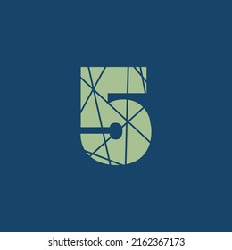 5 Numeric text vector logo,  or symbol design. 5 digit typography negative space texture illustration. Luxury design for t-shirt, logo, and design element. Five number vector design.