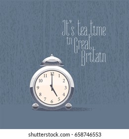 5 o'clock for tea time vector illustration. British traditional five o'clock concept design