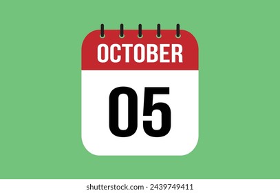 5 October Calendar. October Calendar Vector Illustration.